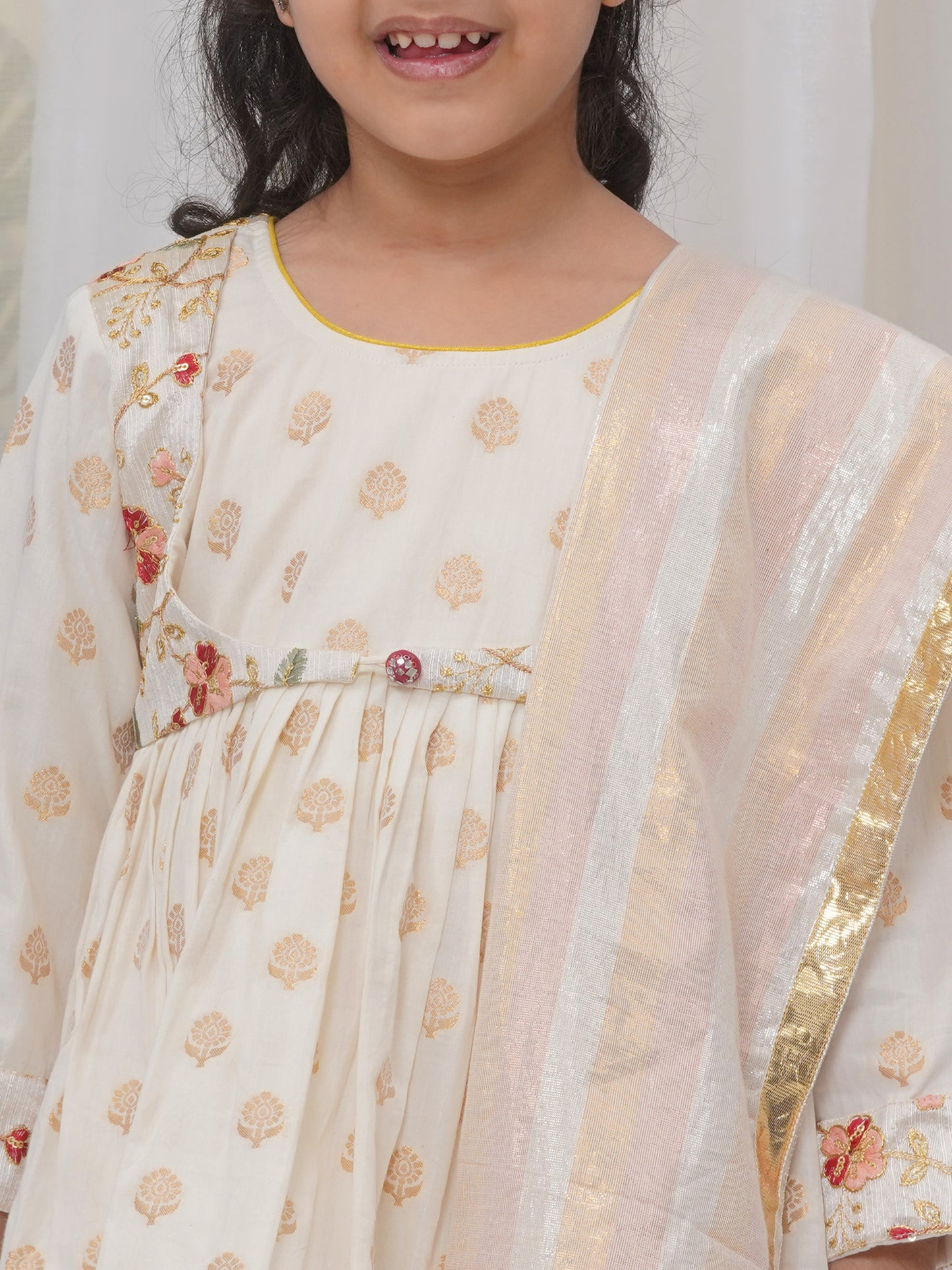 Little Bansi- Embroidered jacket style frock-Sharara