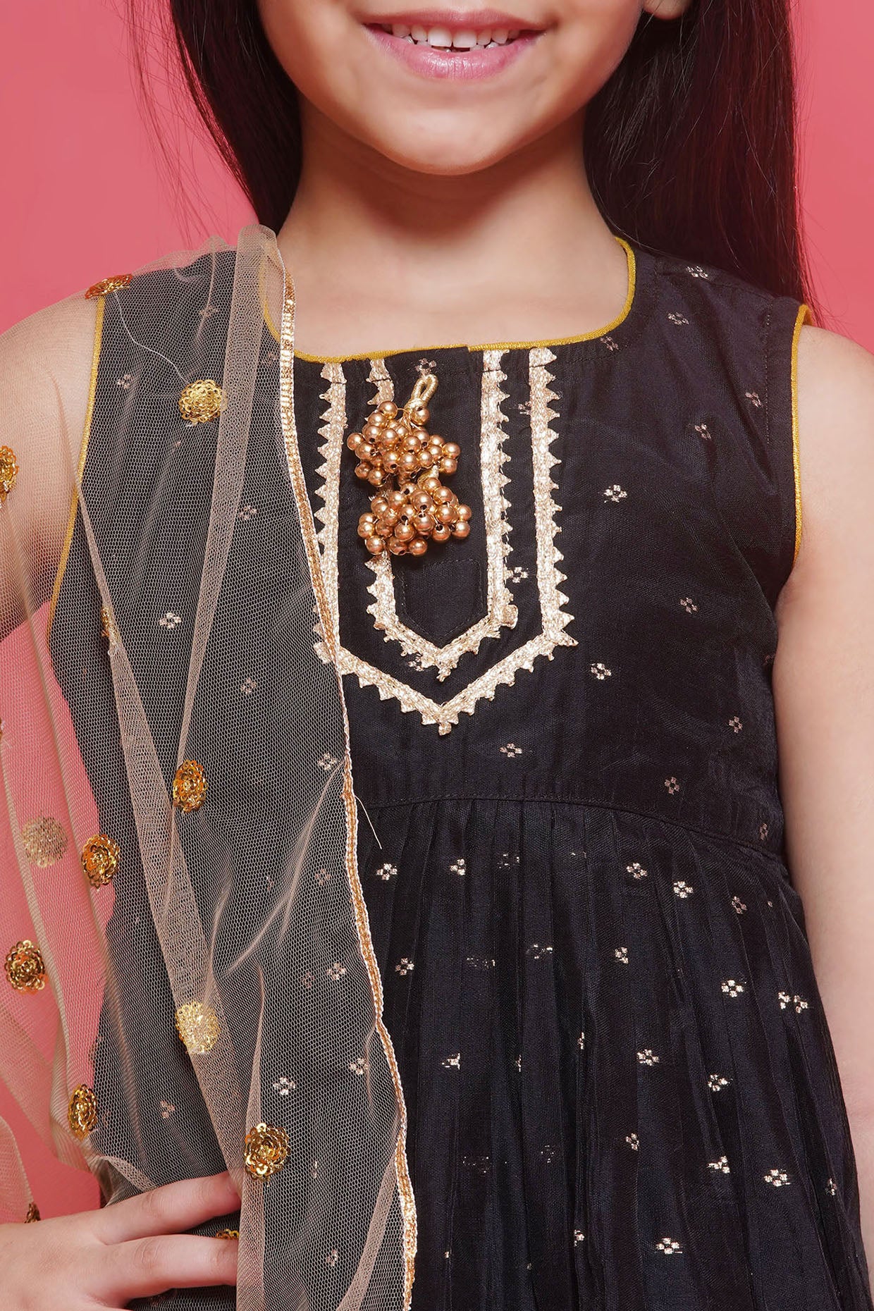 Koyal Black 3 pc Frock-Palazzo set