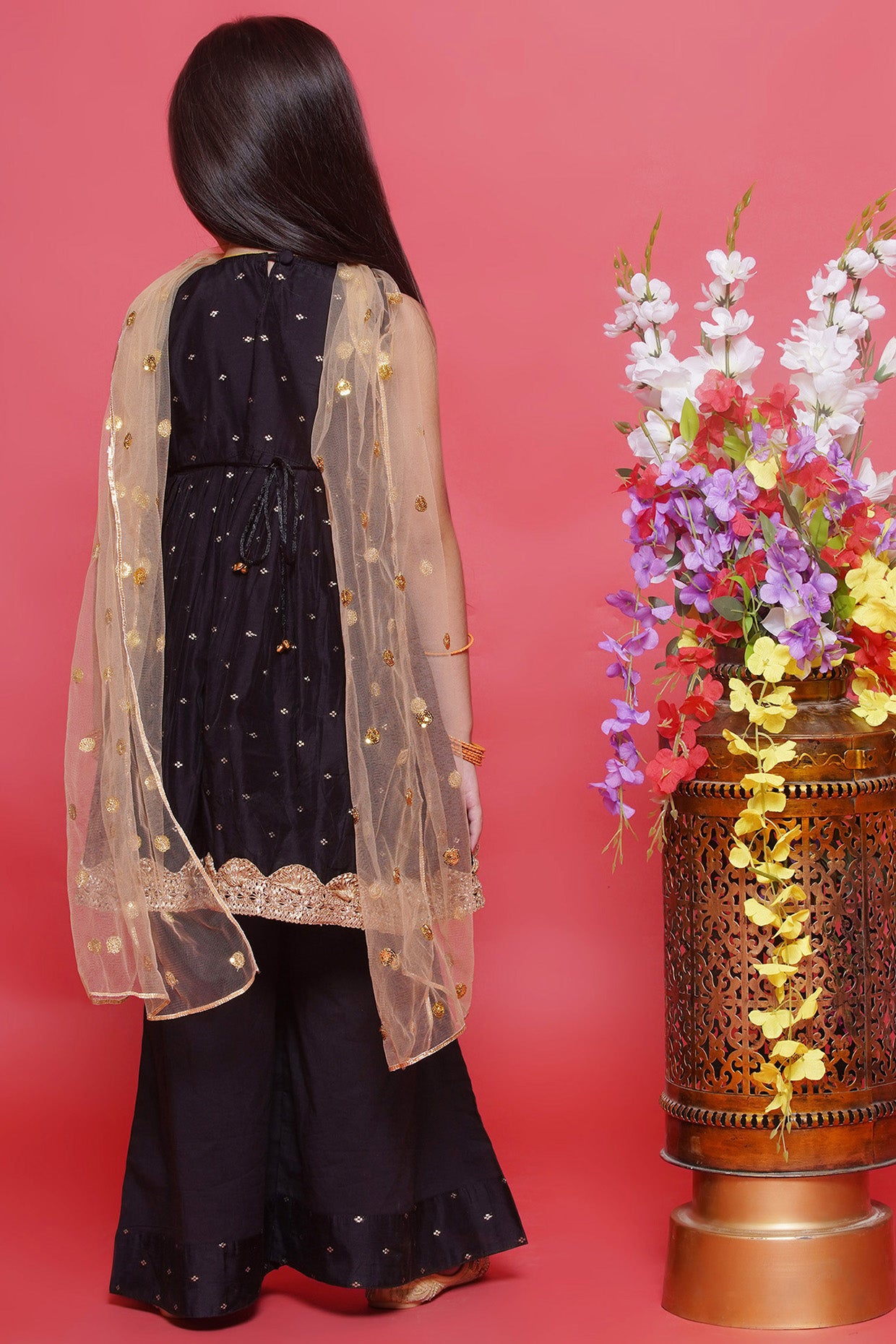 Koyal Black 3 pc Frock-Palazzo set
