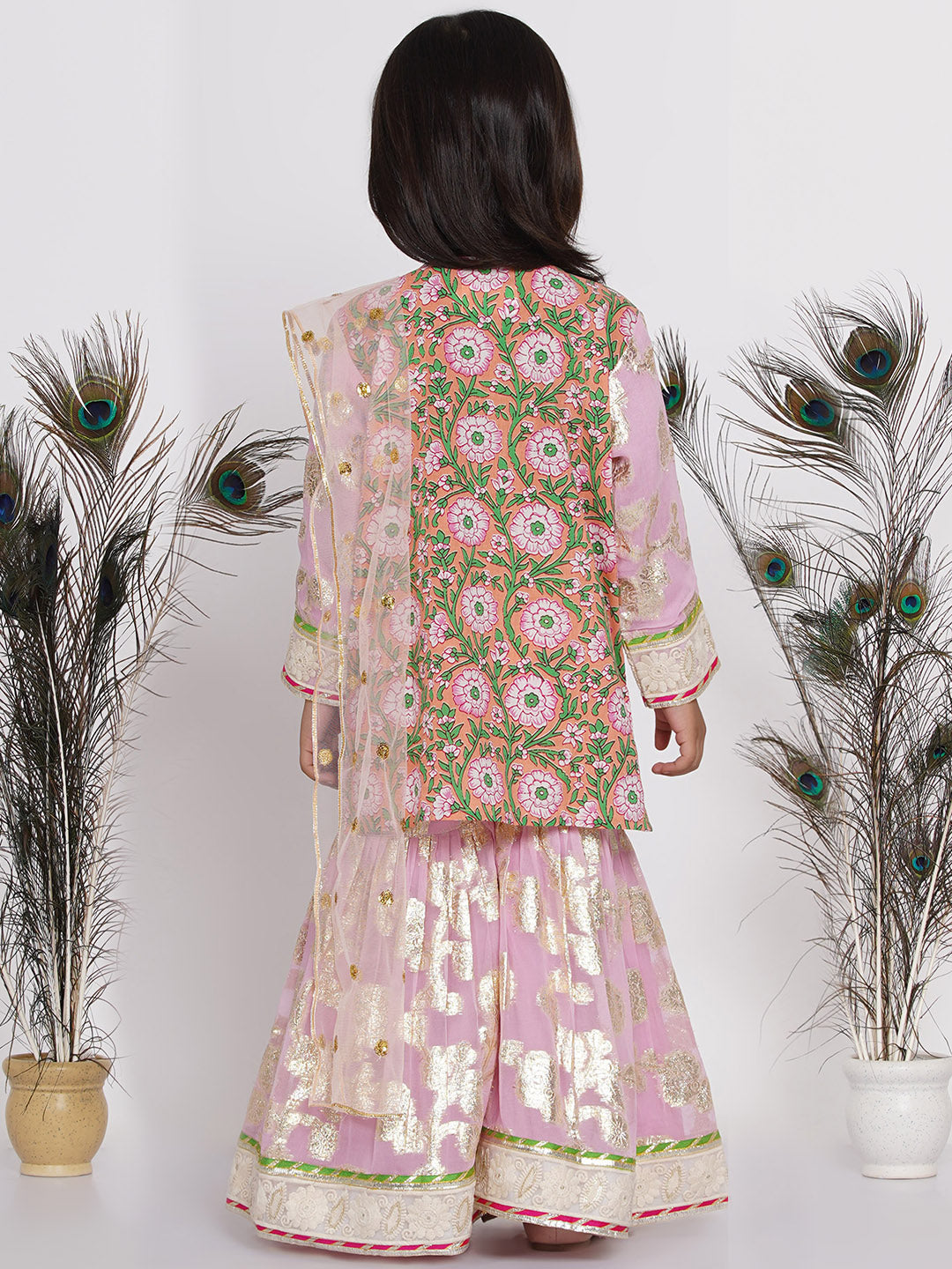 Little Bansi- Floral shirt with banarasi style sharara