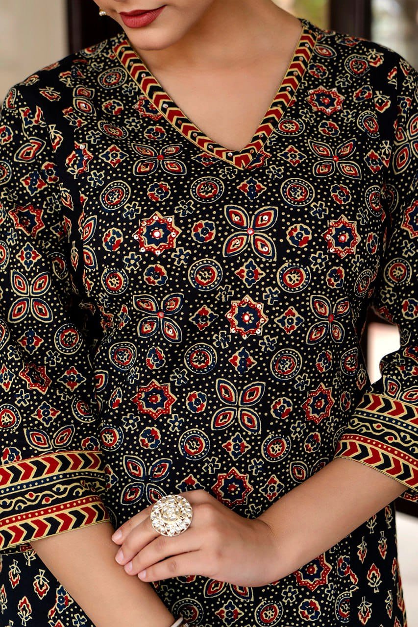 Kajal-Ajrakh print 3 pc suit