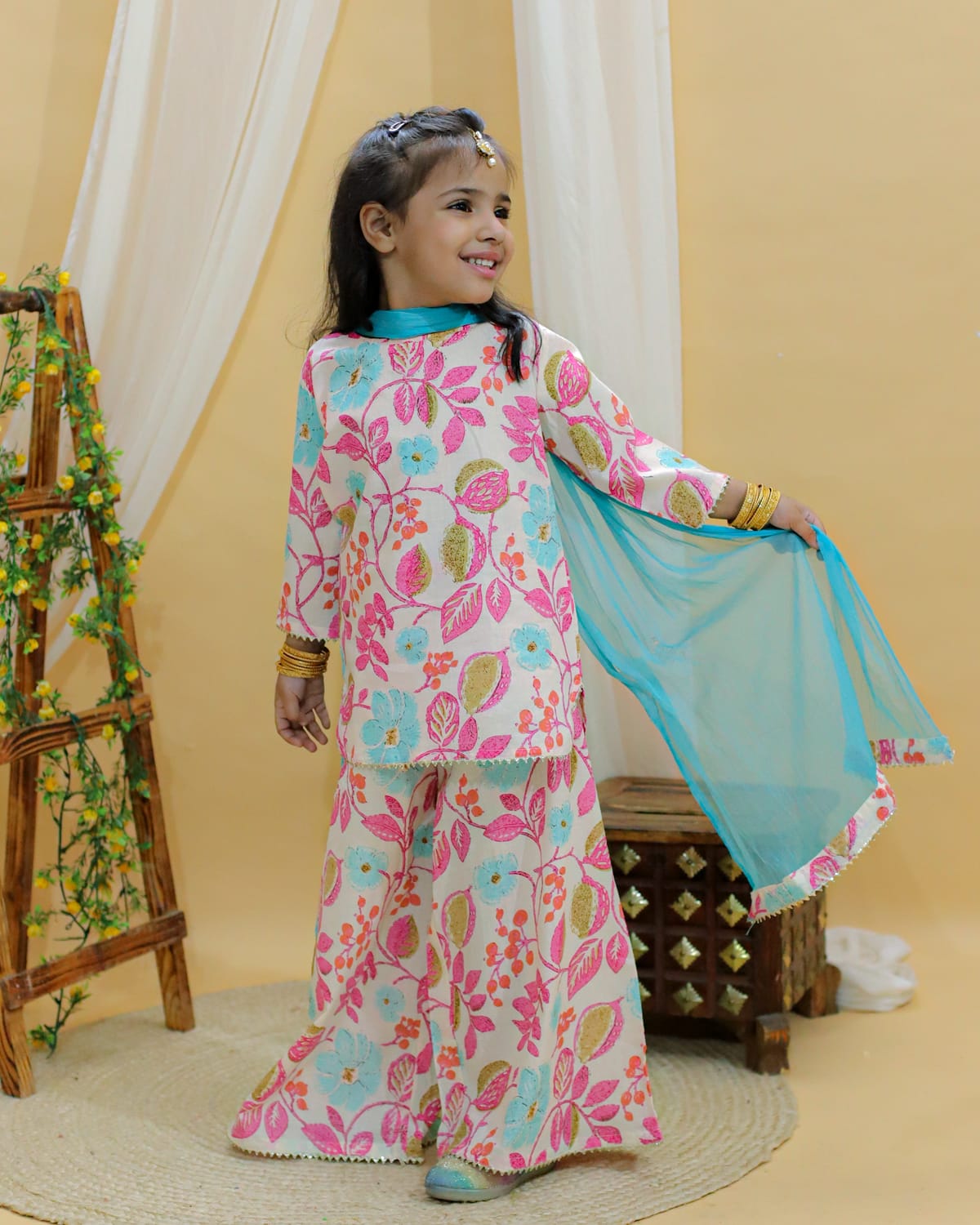 Gulmohar 3 pc Kurti Palazzo set