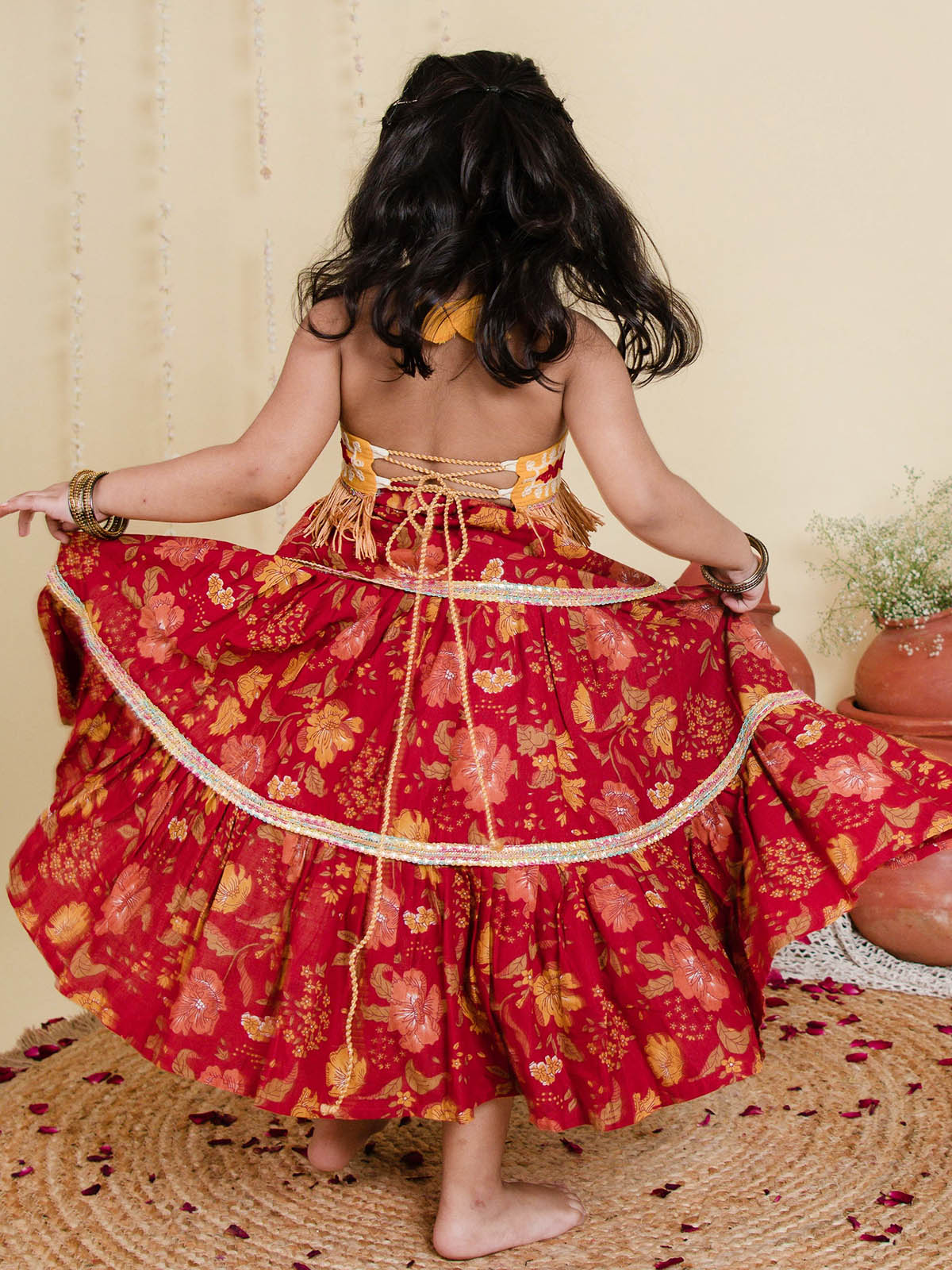 Ghoomar-Bindiya Red Lehnga Choli