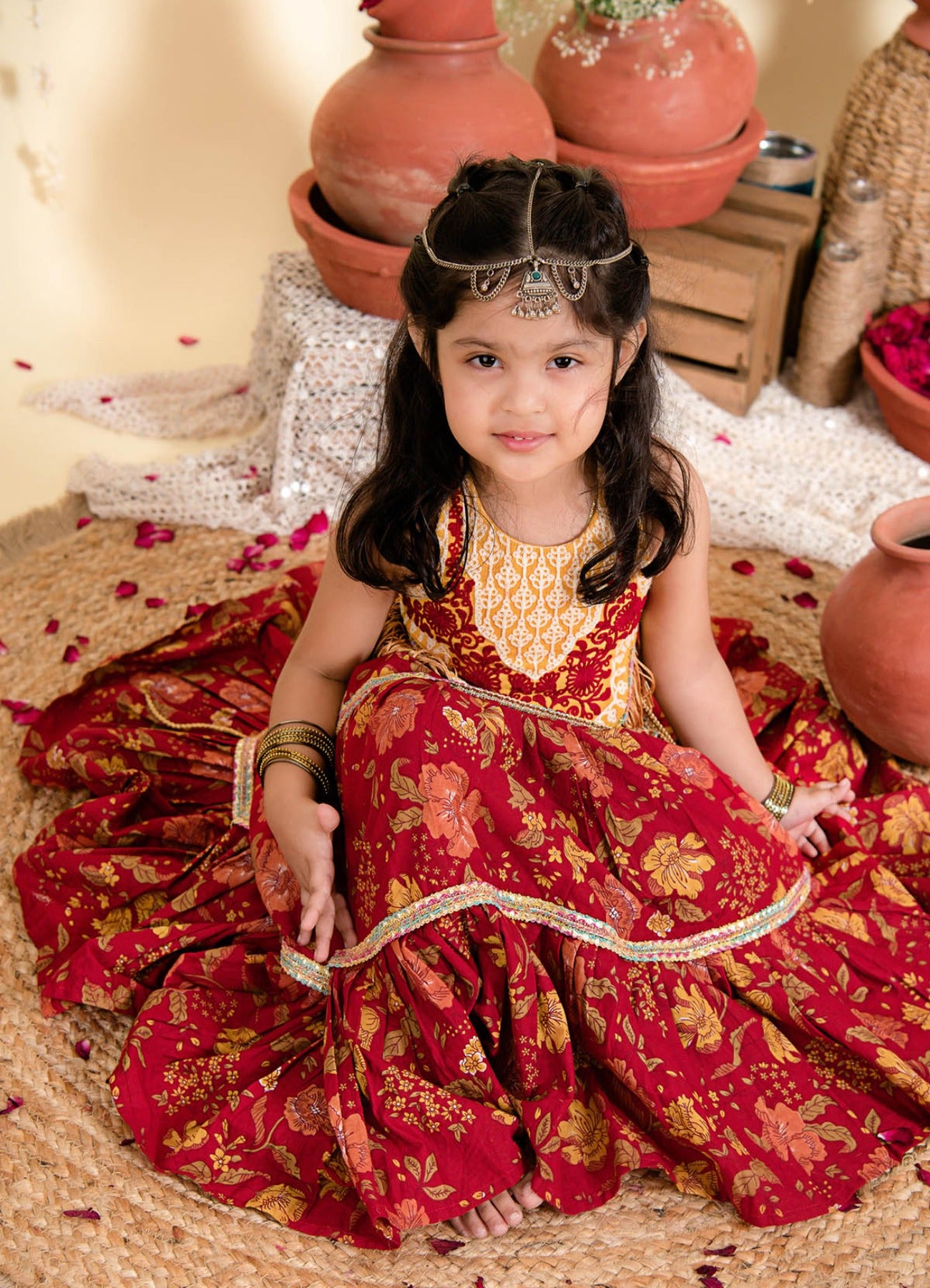 Ghoomar-Bindiya Red Lehnga Choli