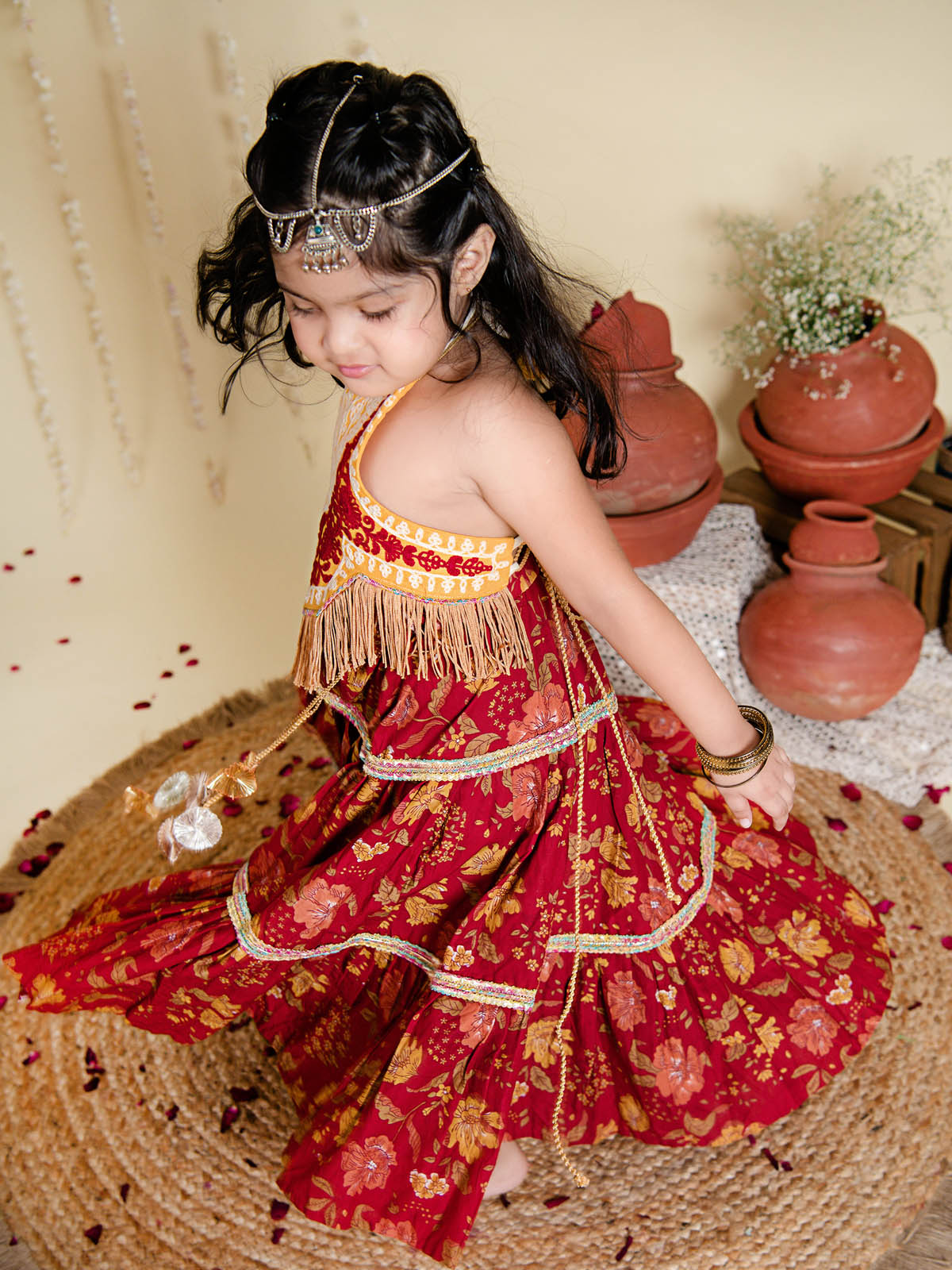 Ghoomar-Bindiya Red Lehnga Choli
