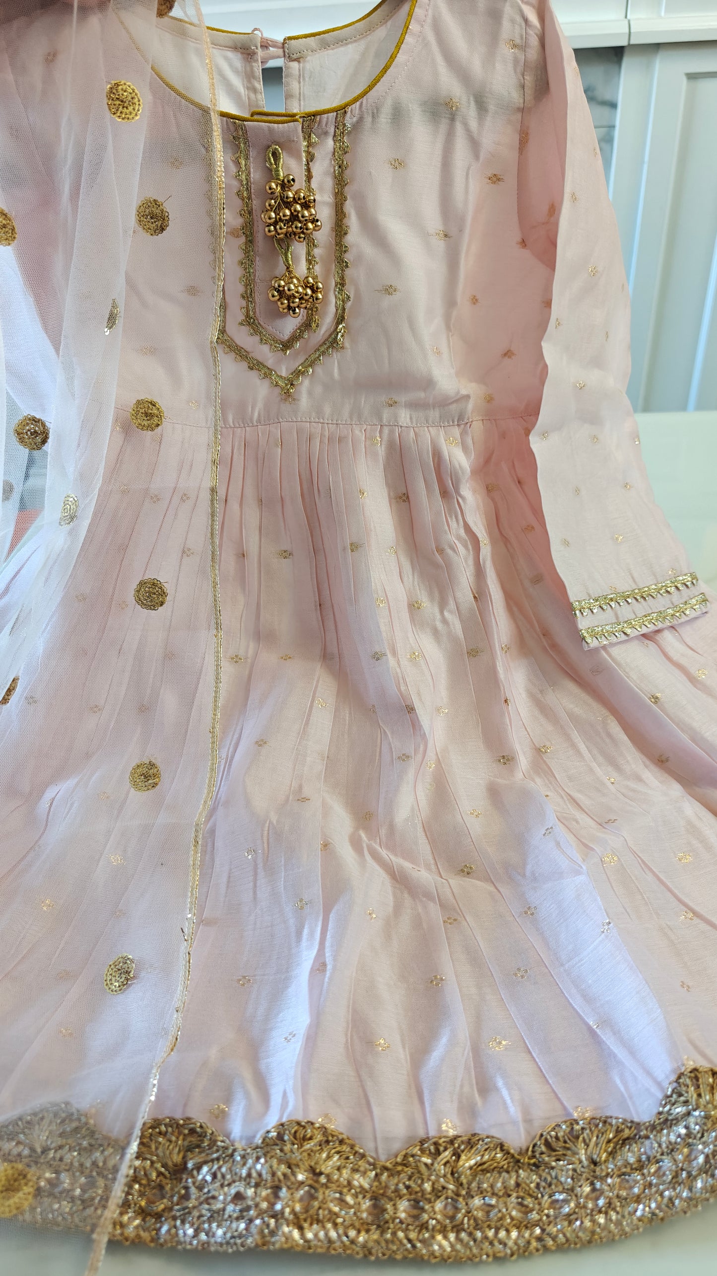 Sarah baby pink 3 pc Frock-Palazzo set for infants and pre teens