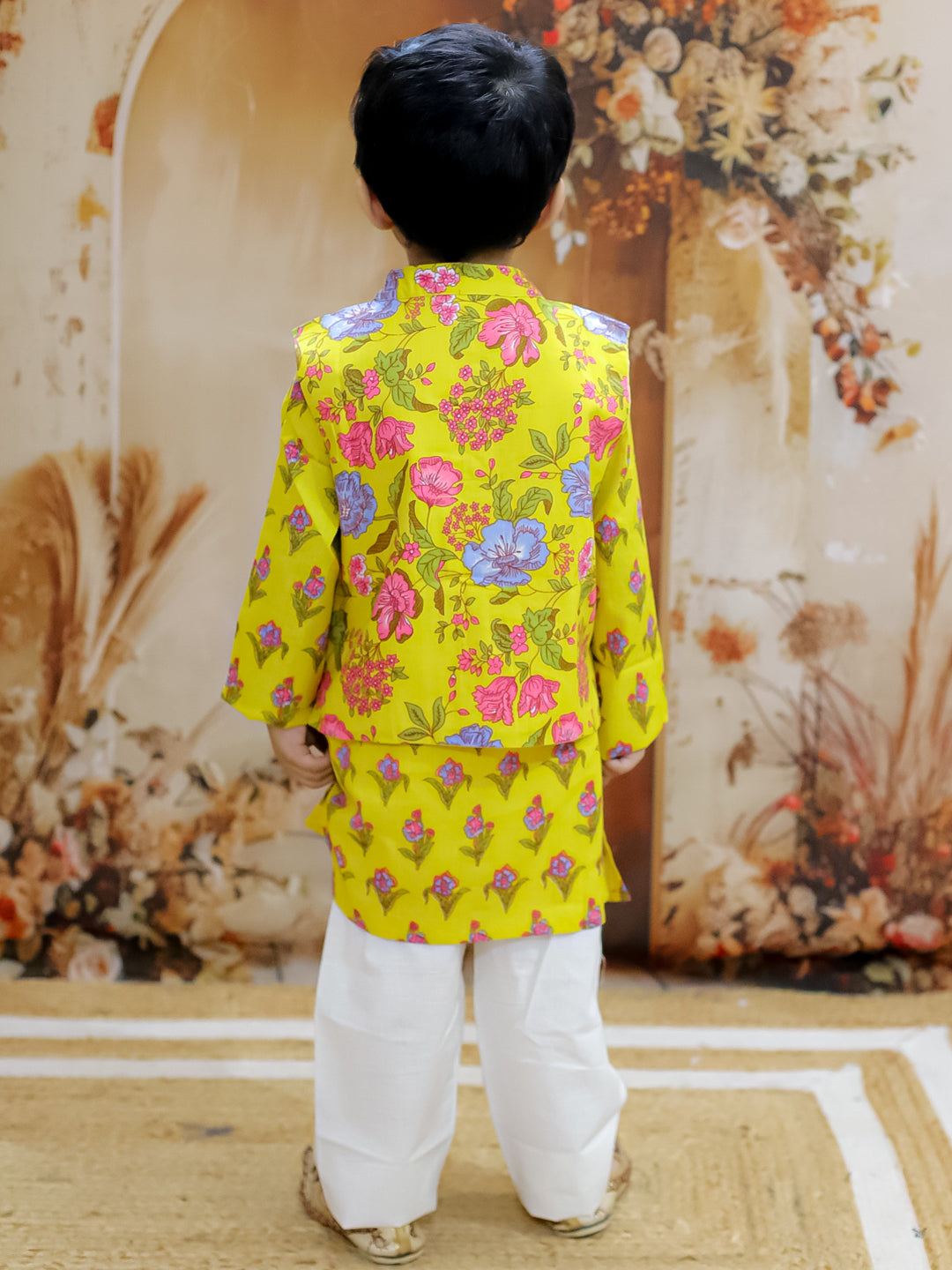 Summer Floral- 3 Pc boys kurta pajama