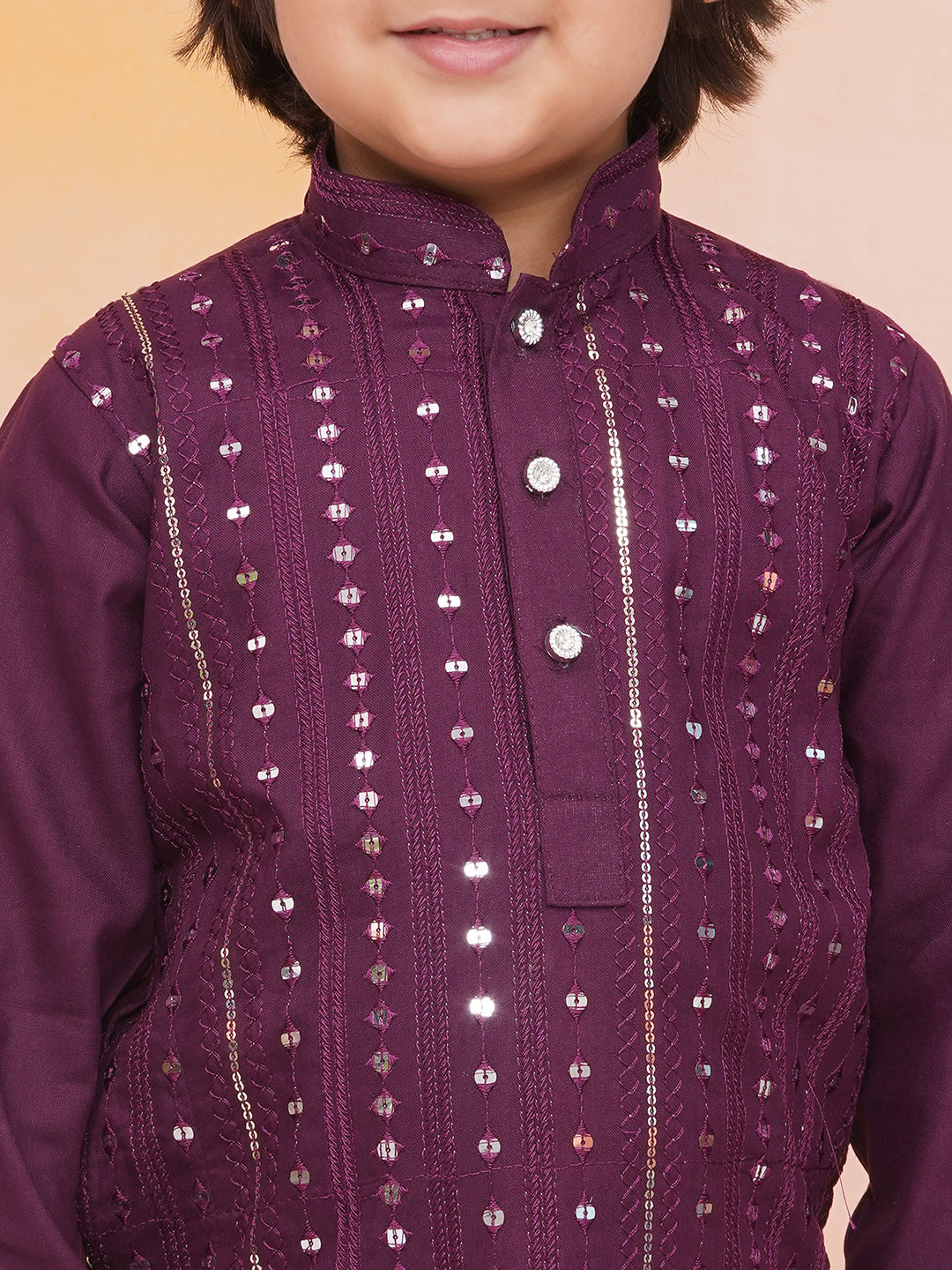 Toddler and pre teen Boys sequin mirror work kurta pajama