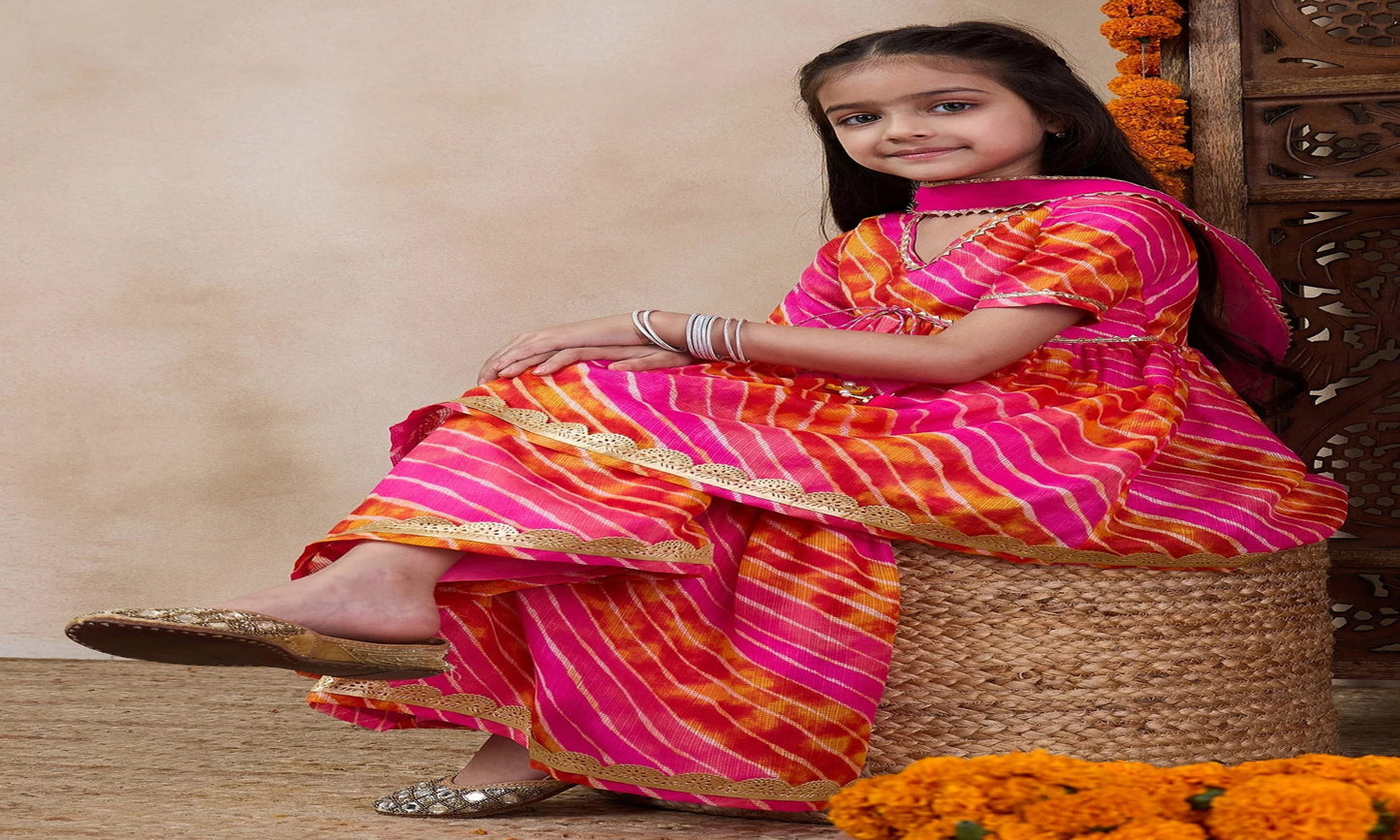 Gulab kota doriya Lehriya-Sharara set