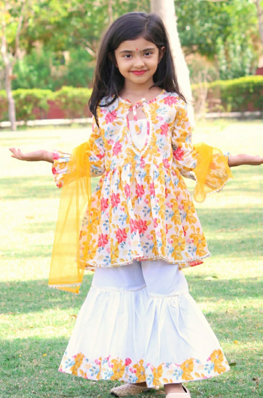 Lily Floral Kurti & Gharara Pants