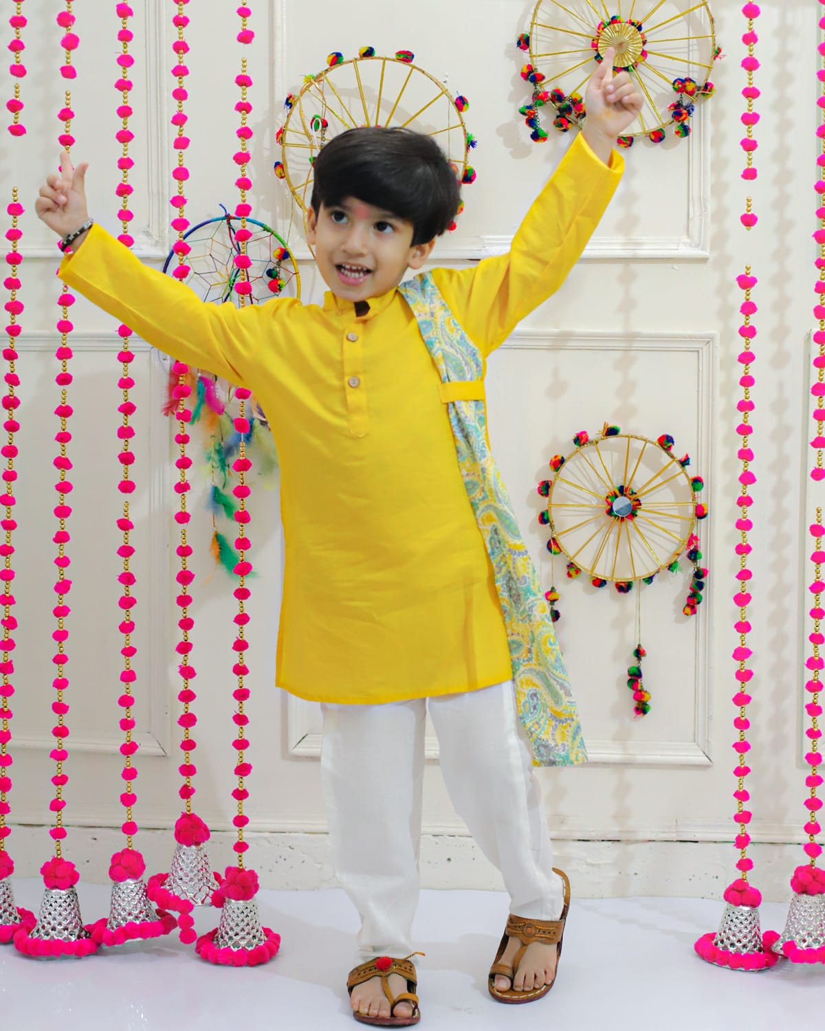 Festive Kurta pyjama with side patch details