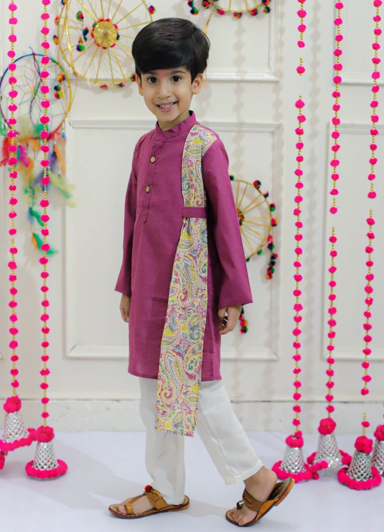 Festive Kurta pyjama with side patch details