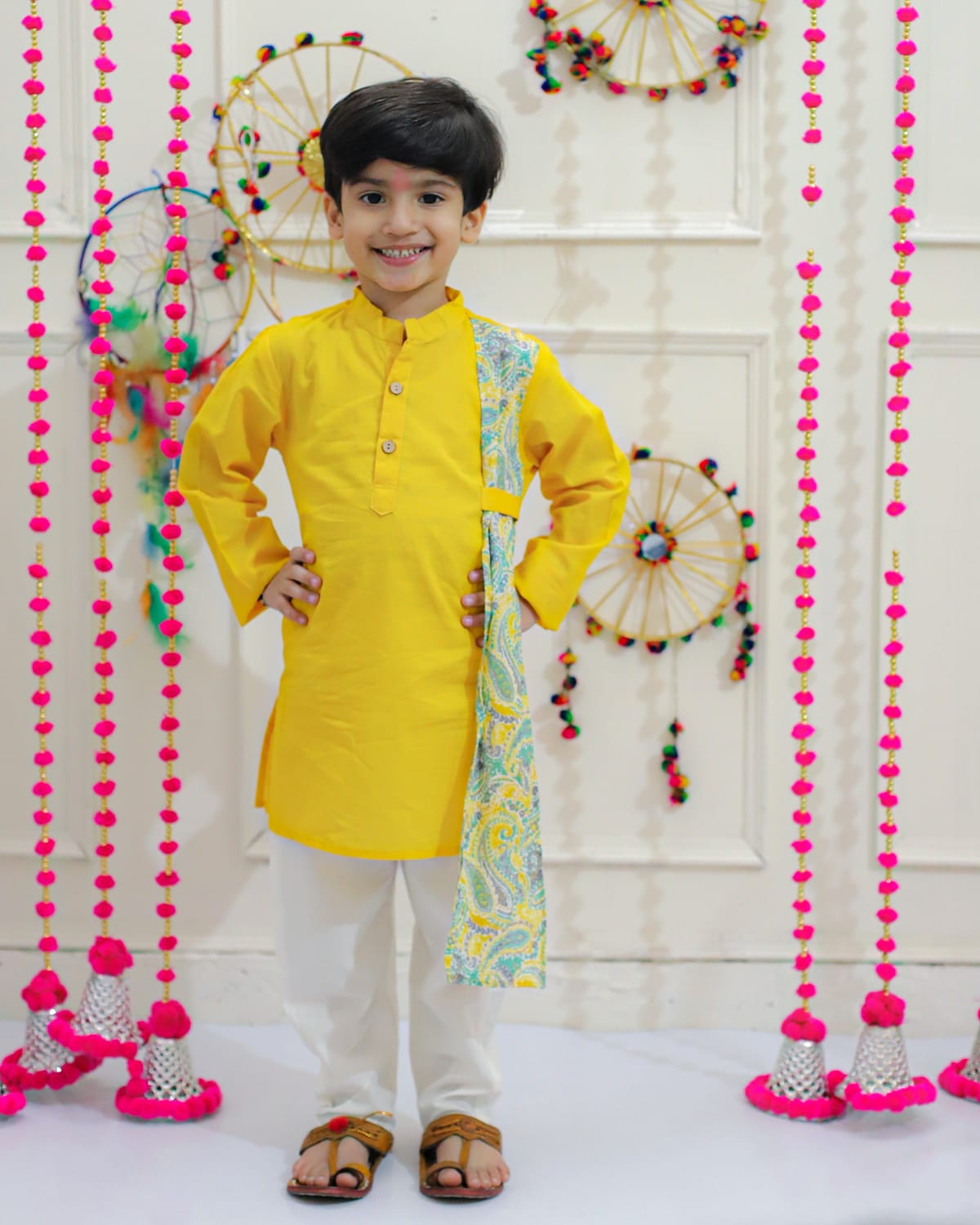 Festive Kurta pyjama with side patch details
