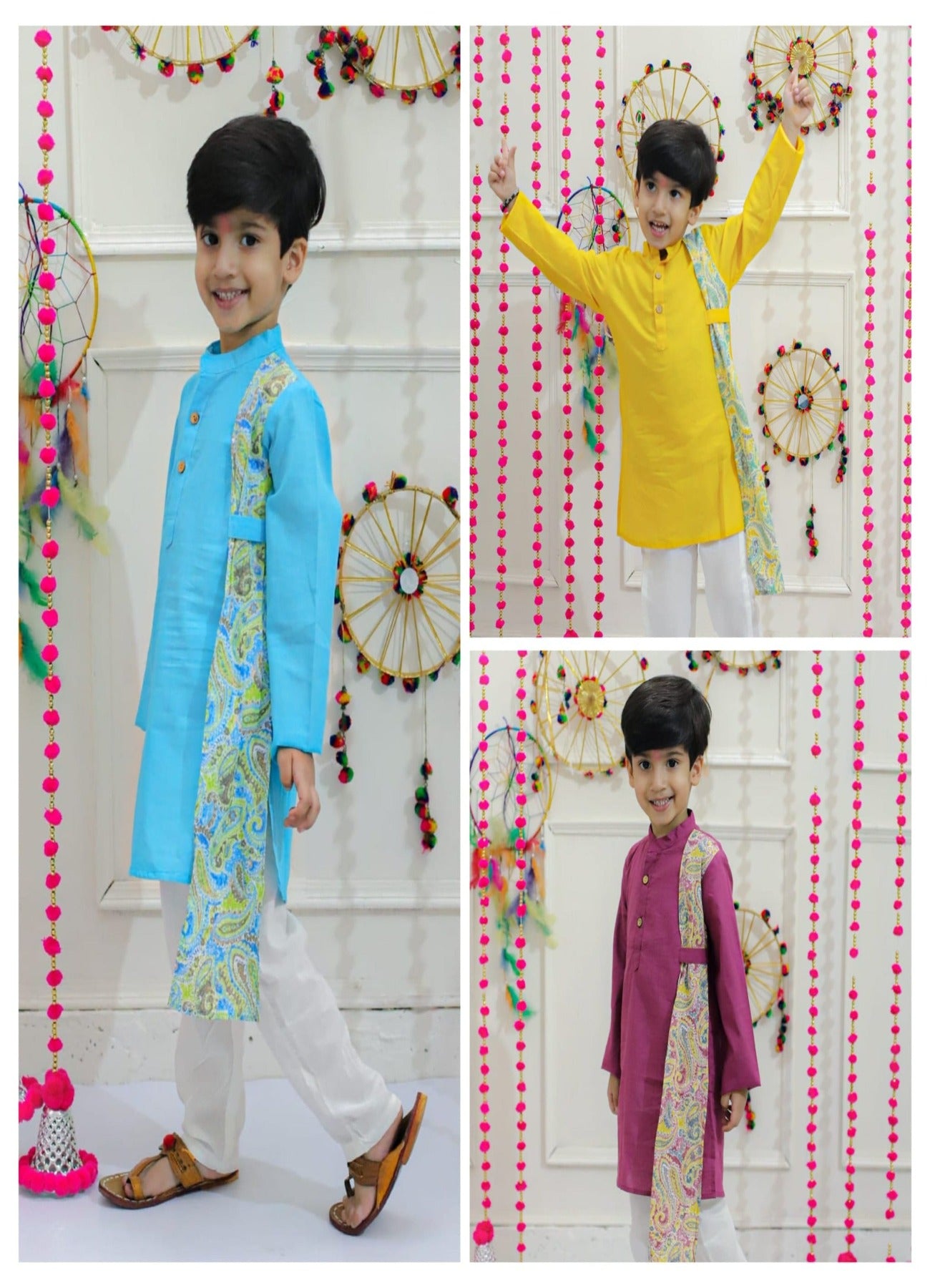 Festive Kurta pyjama with side patch details