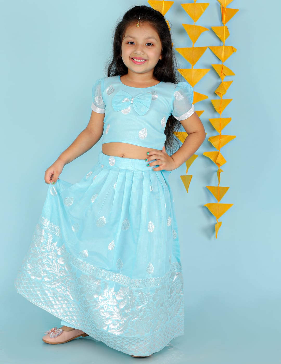 Festive Pattu Skirt-Top