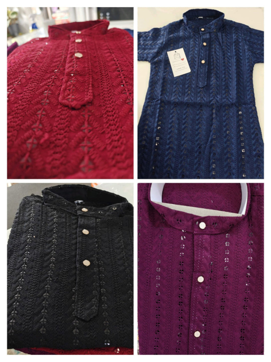 Boys embroidered sequin Kurta-pajama