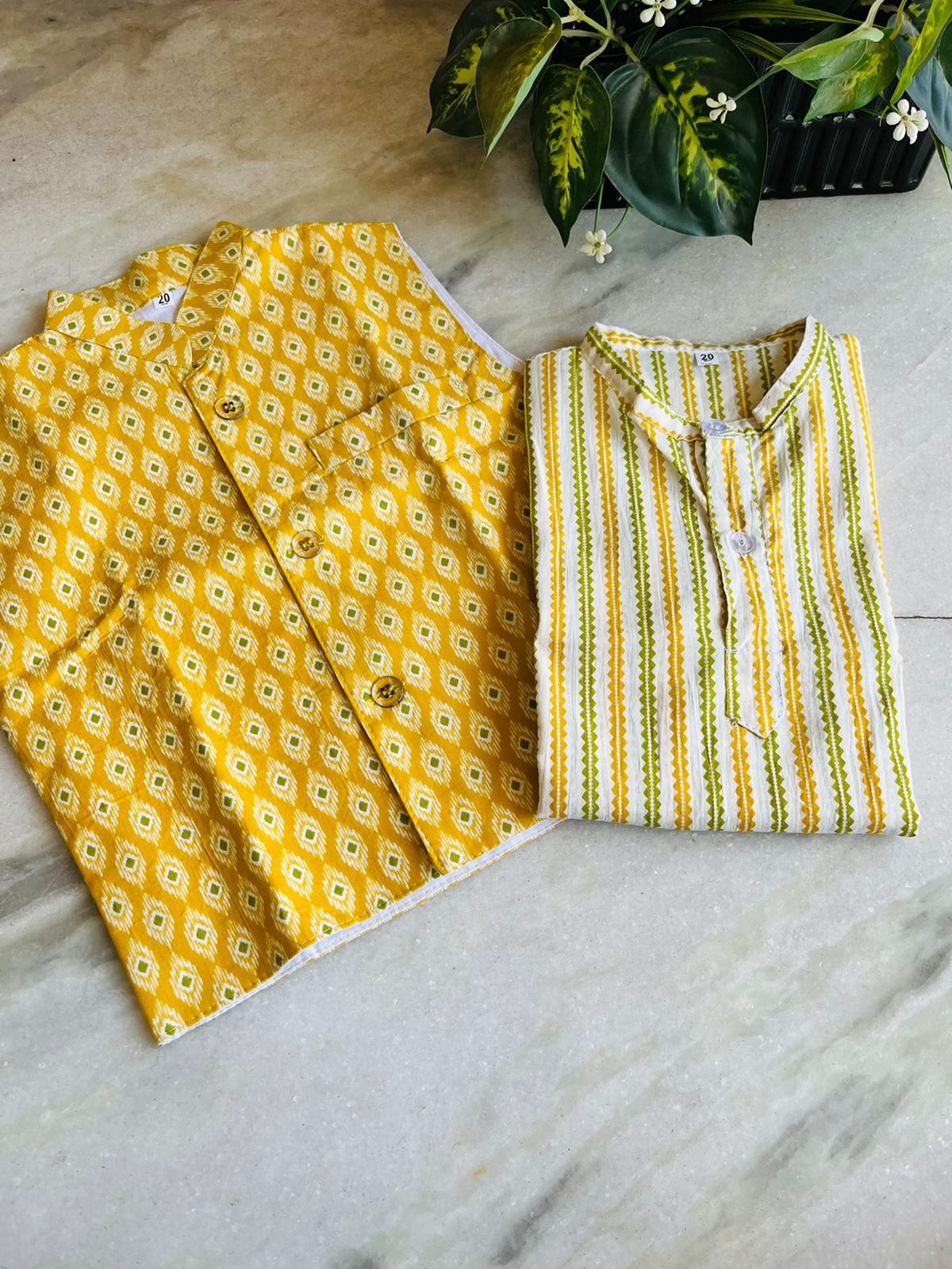 Boys 3 pc kurta pyjama with vest