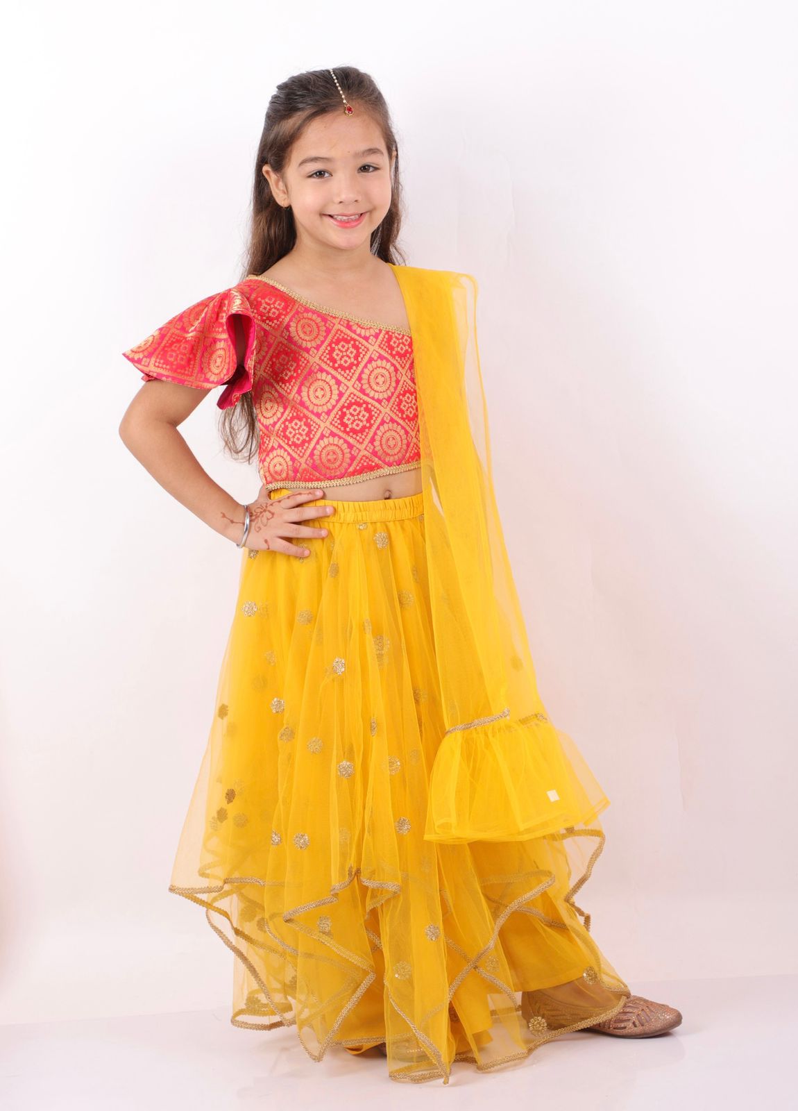 Layered net Lehnga-Choli