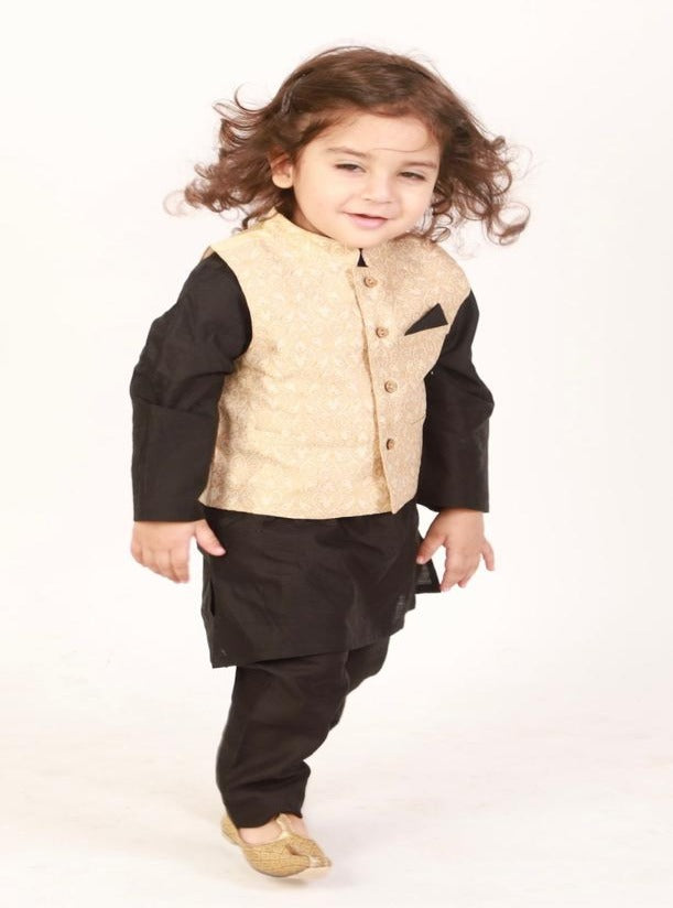 3 PC Silk Kurta Pyjama with Vest