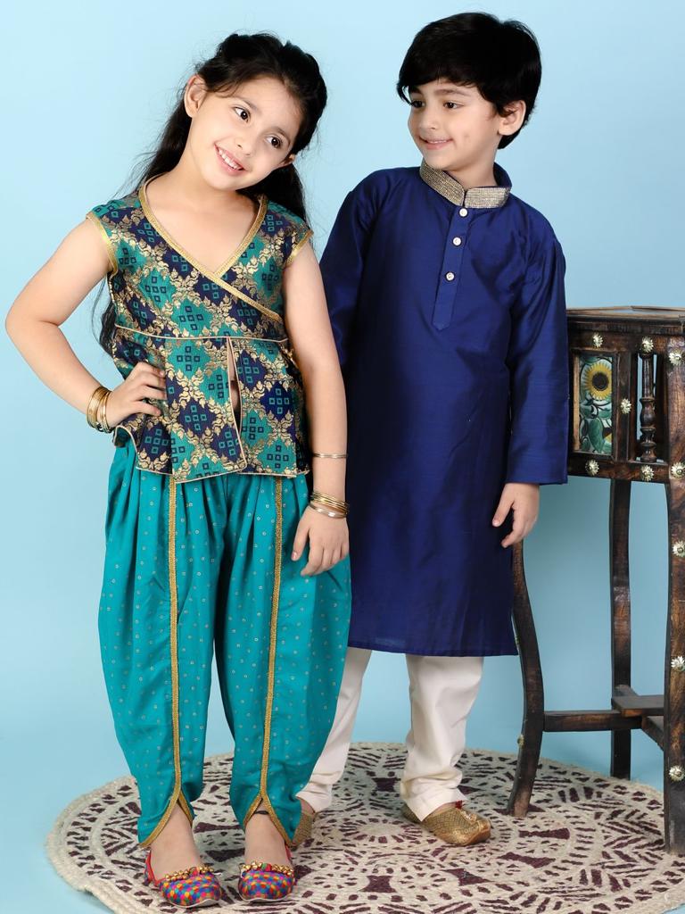 Festive Silk Kurta with zari collar