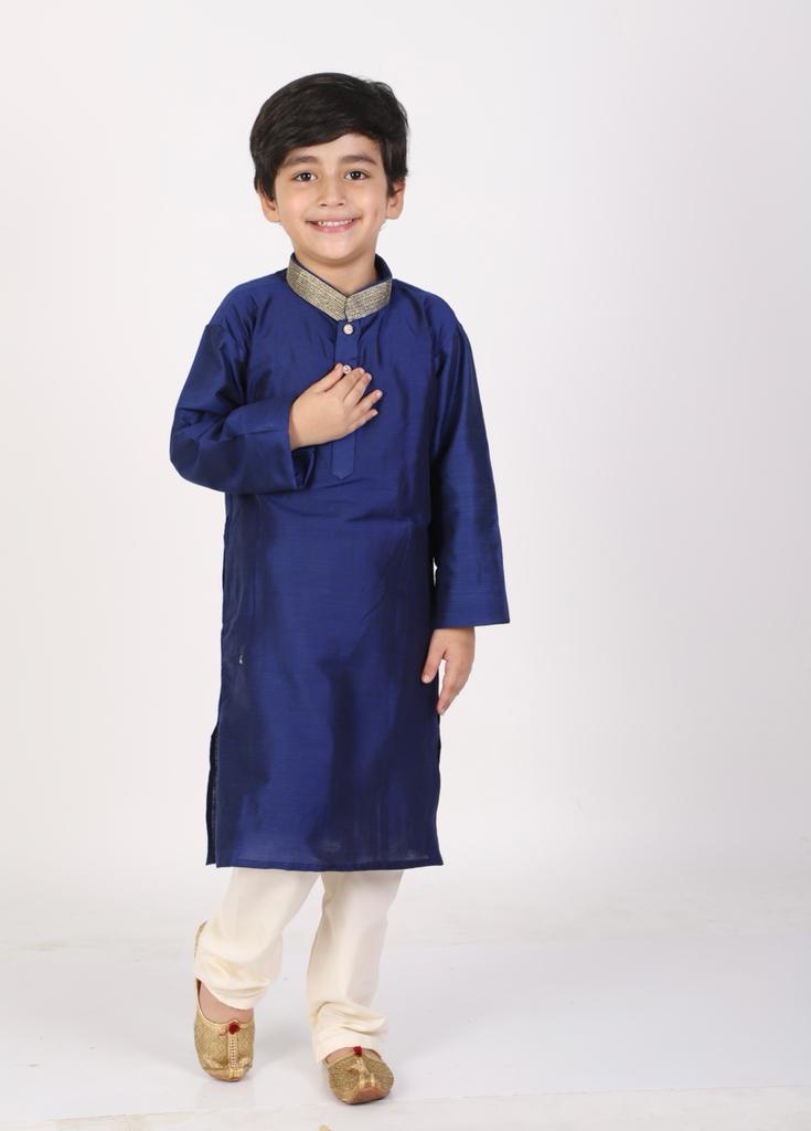 Festive Silk Kurta with zari collar