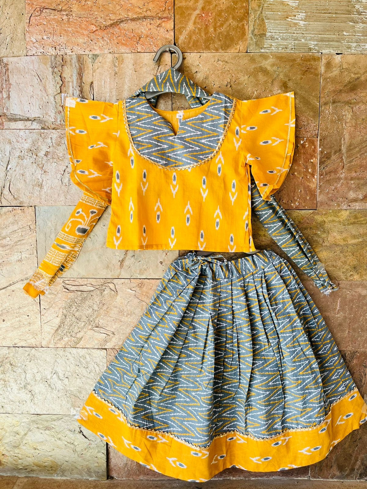 3 pc Ikat print cotton lehnga