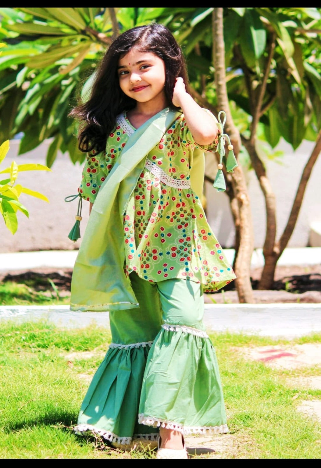 Alia cut high-low kurti with Sharara