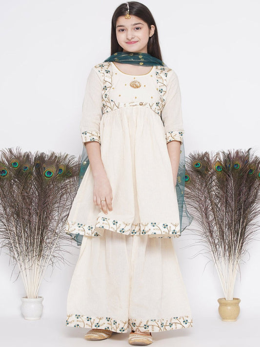 Little Bansi- Embroidered jacket style frock-Sharara