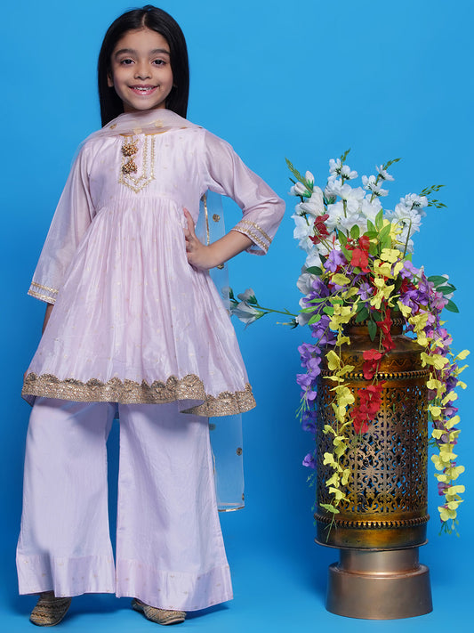 Sarah baby pink 3 pc Frock-Palazzo set for infants and pre teens