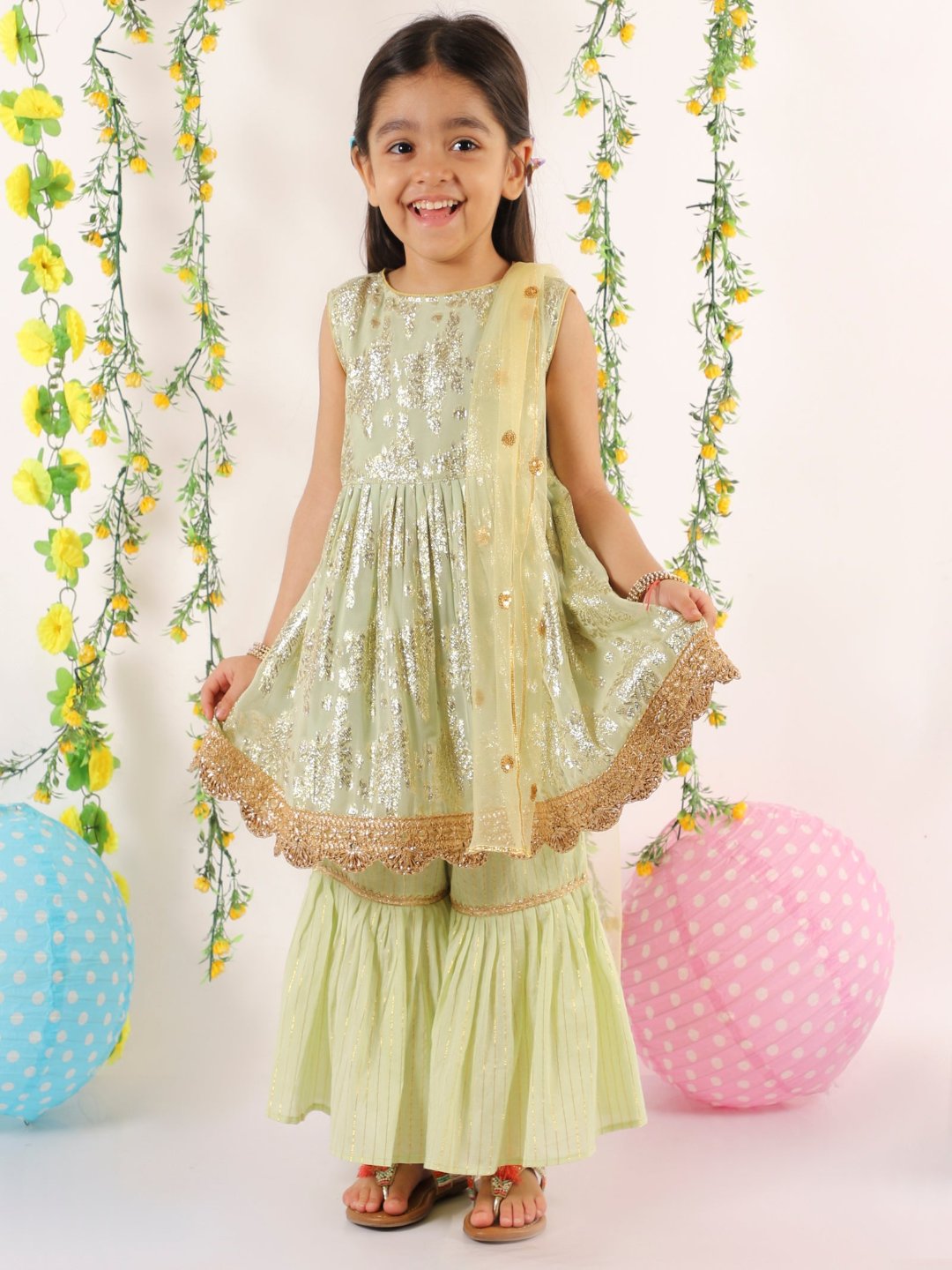 Banarasi frock with sharara