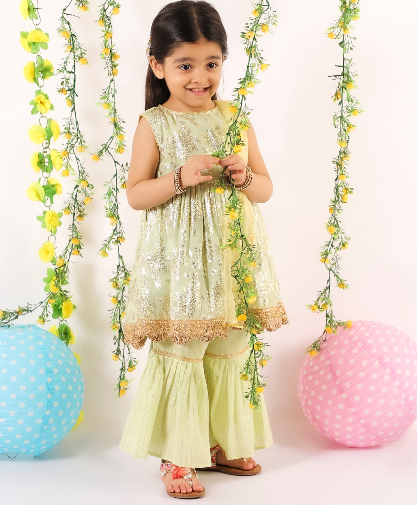 Banarasi frock with sharara