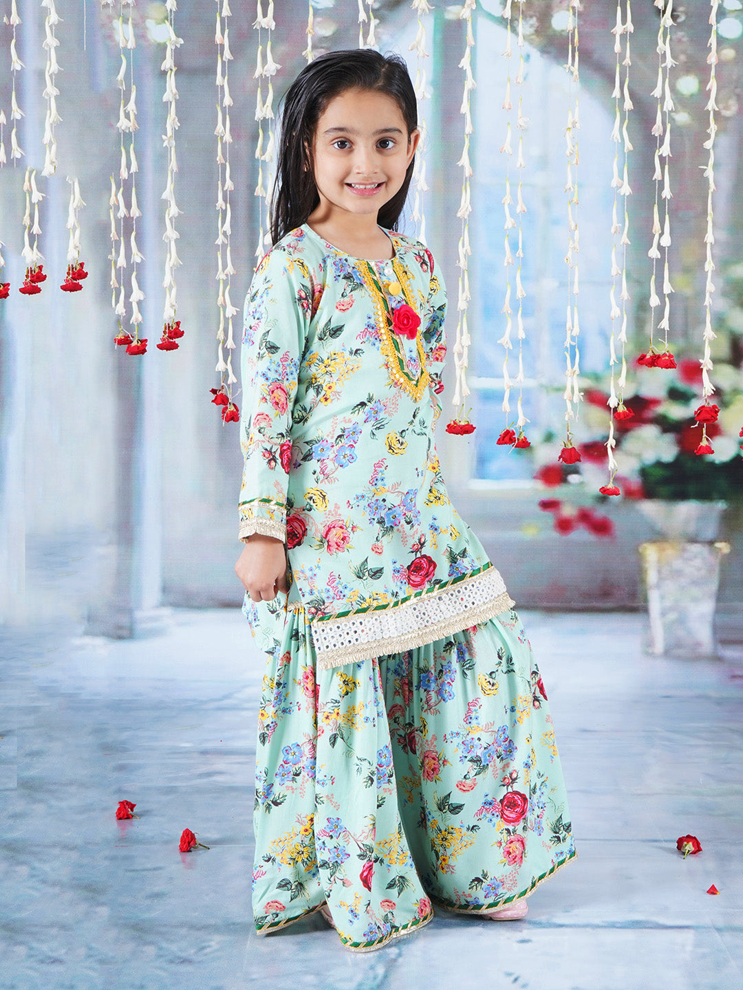 Little Bansi- Floral print kurti Sharara