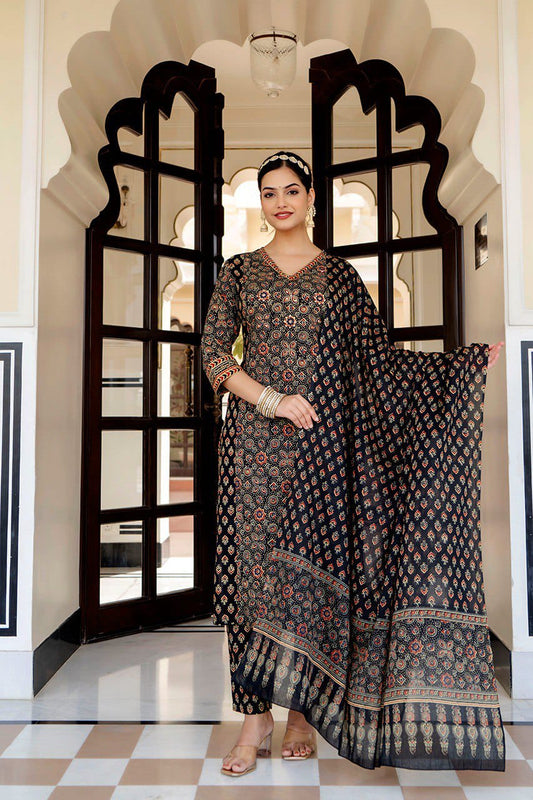 Kajal-Ajrakh print 3 pc suit