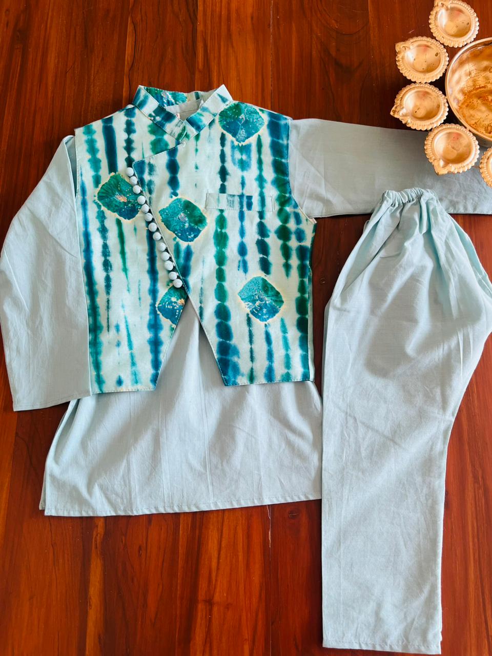 3 pc kurta-pajama with vest