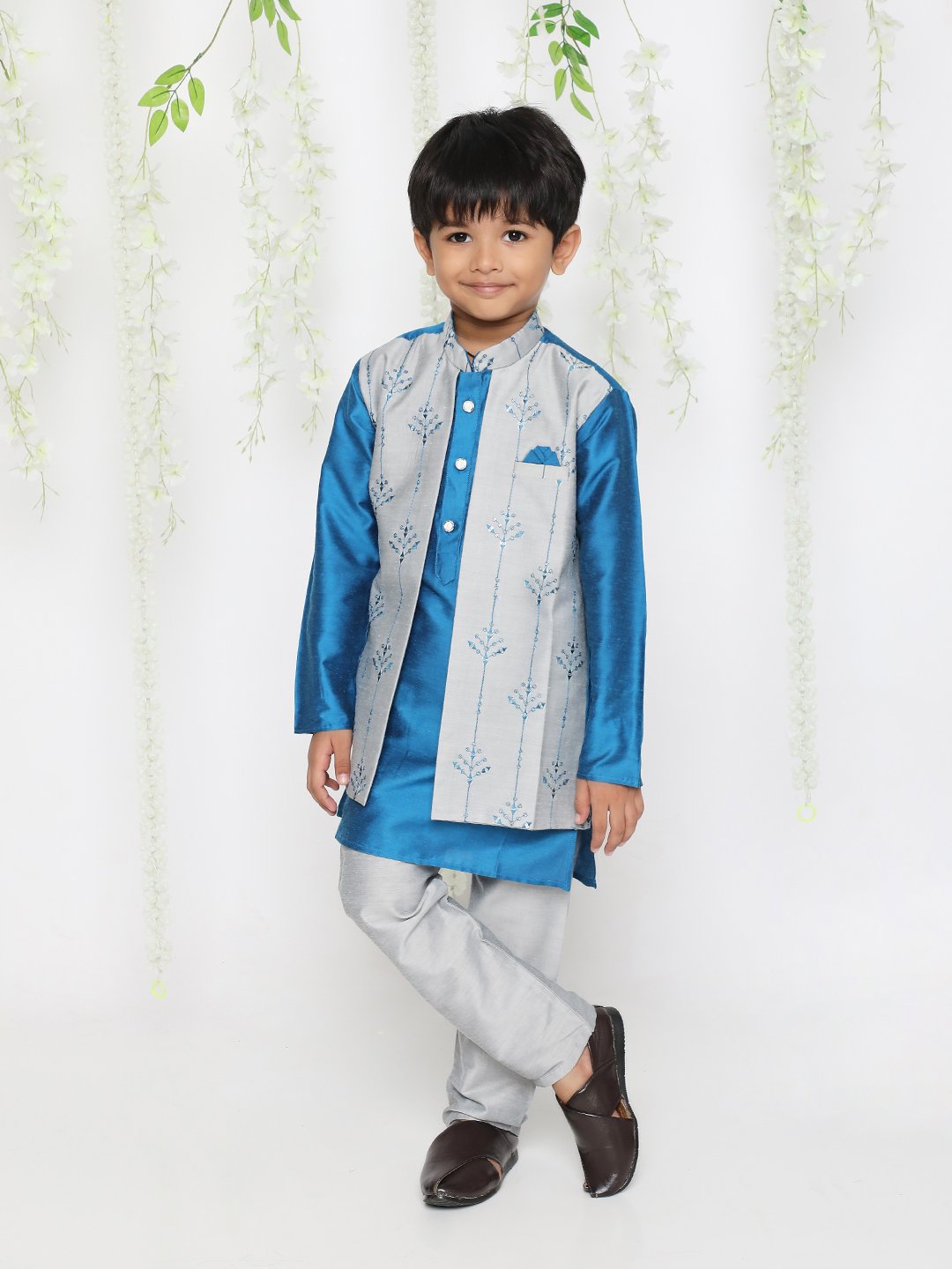 Festive sequin jacket kurta pajama