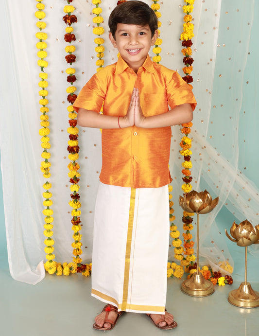 Boys silk veshti mundu set