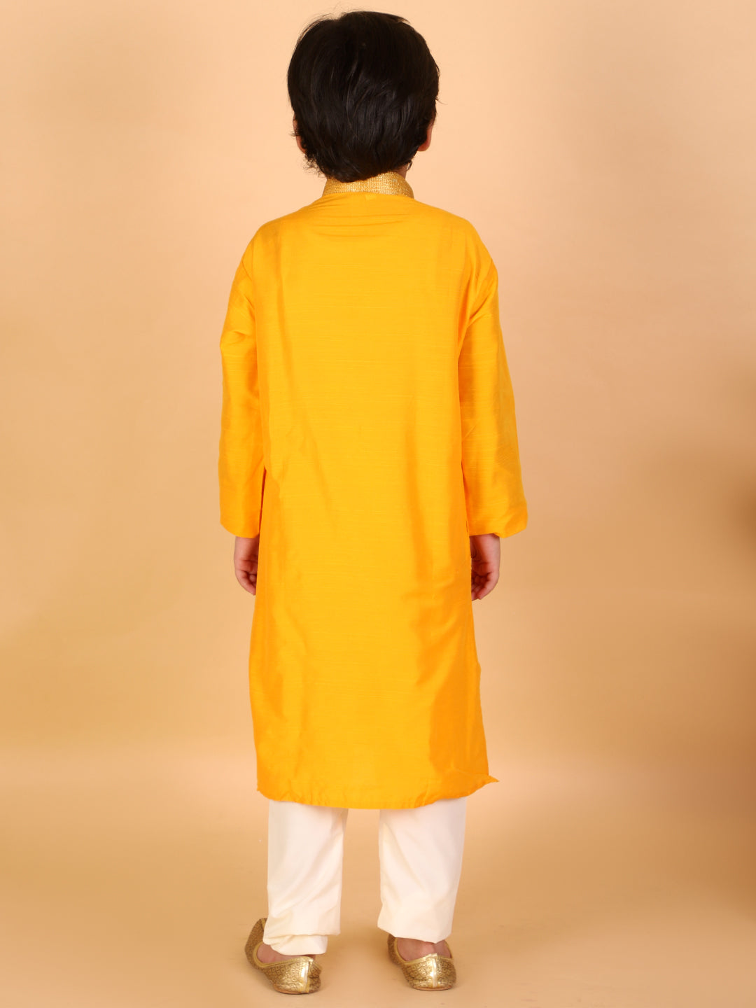 Marigold Festive Silk Kurta with zari collar