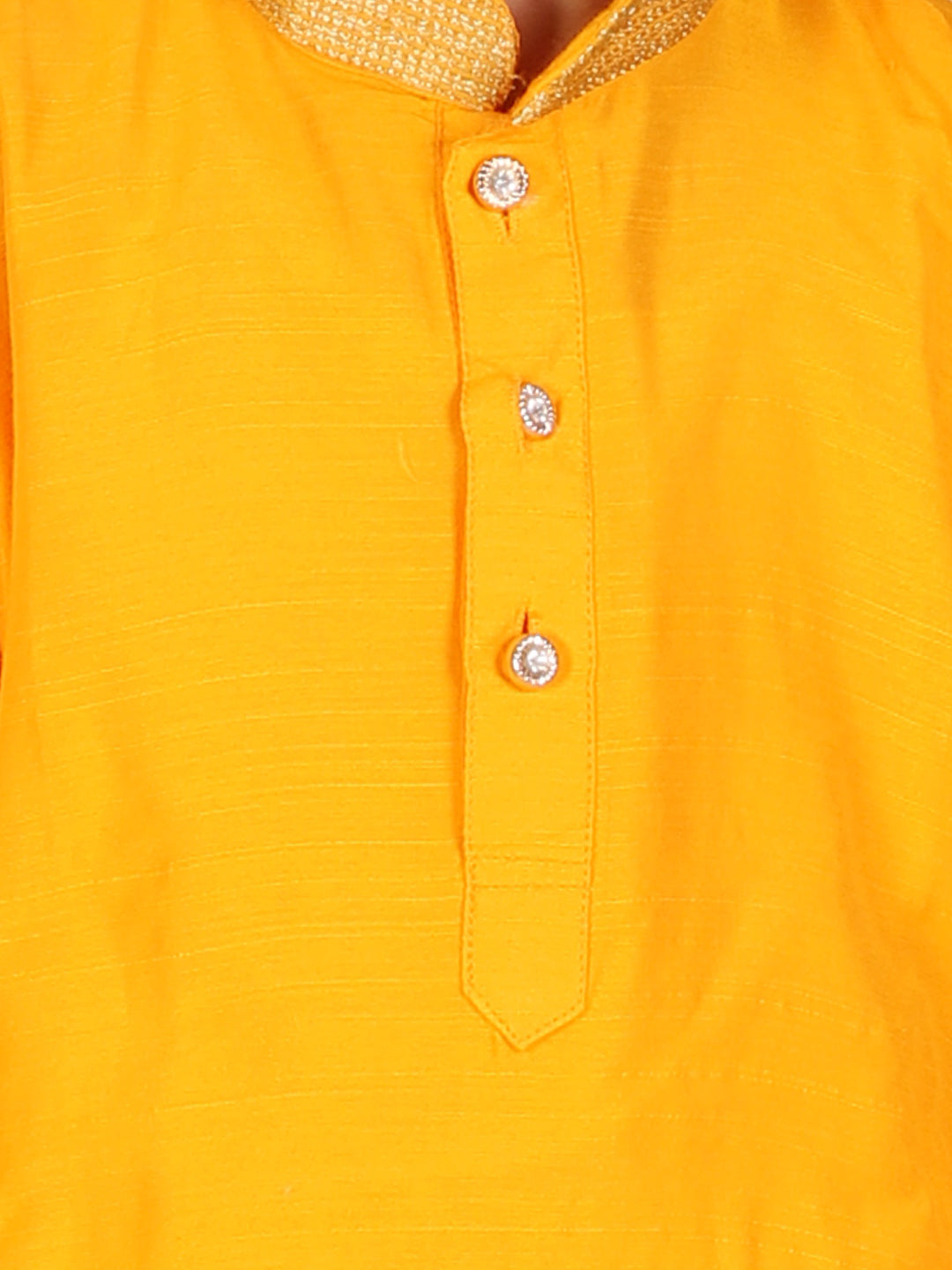 Marigold Festive Silk Kurta with zari collar