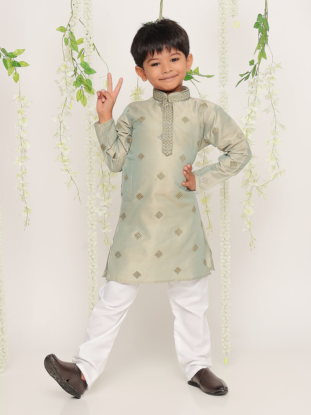 Embroidered Silk Kurta Pajama