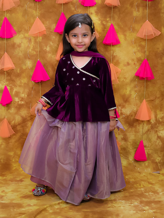 Girls and Toddlers velvet lehnga set