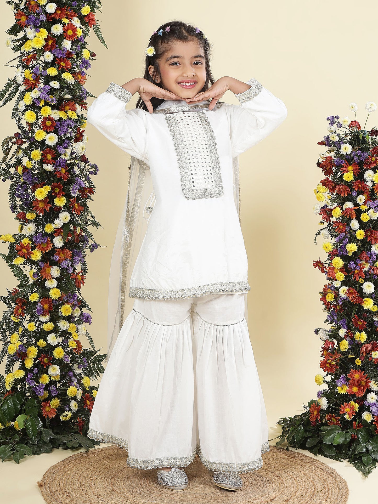Chandni-Sequin Gota Kurti sharara pants