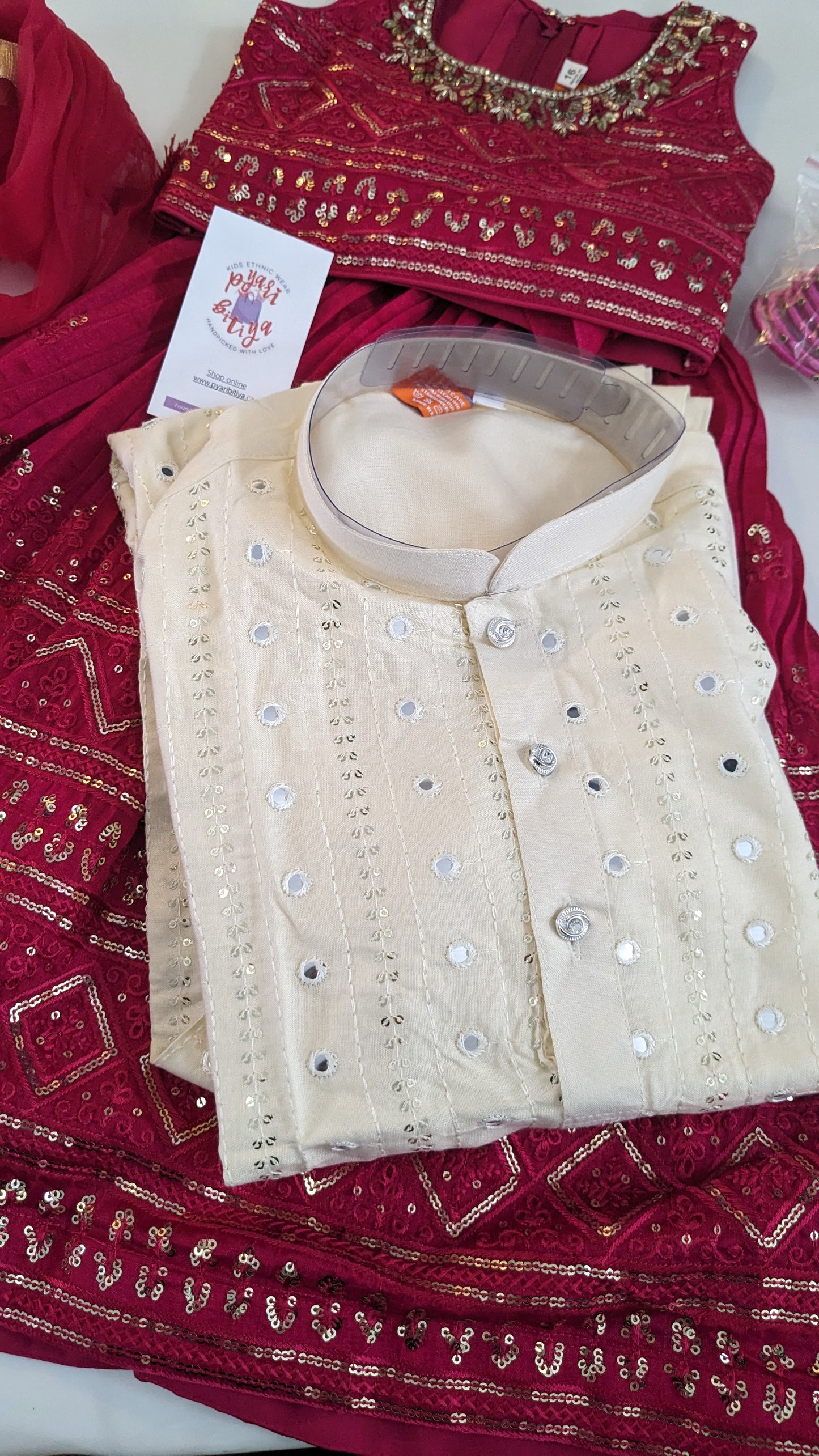 Ivory white sequin Kurta Pajama