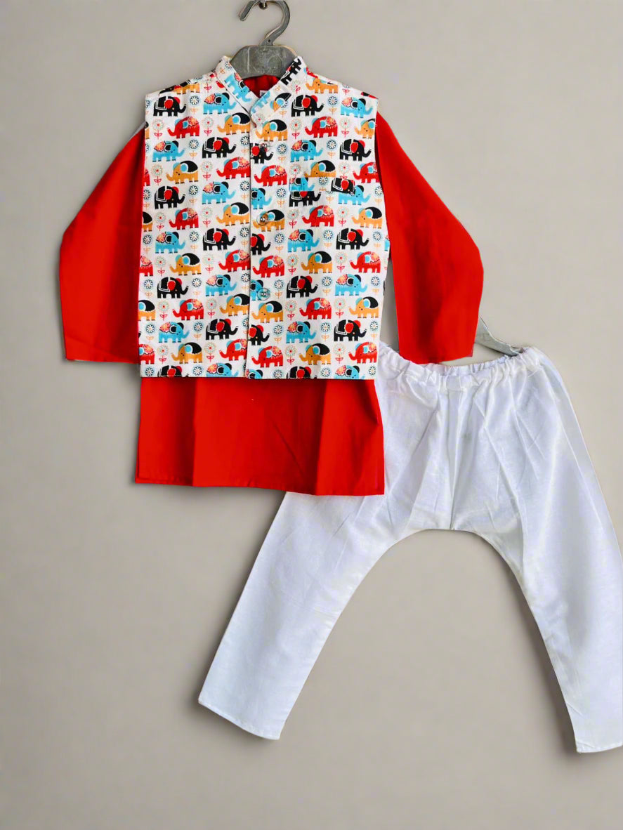 Elly-Red 3 pc kurta-pajama