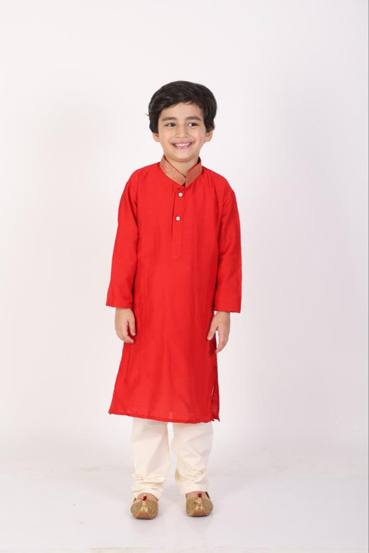 Festive Silk Kurta with zari collar