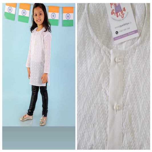 Girls Noor White Kurti