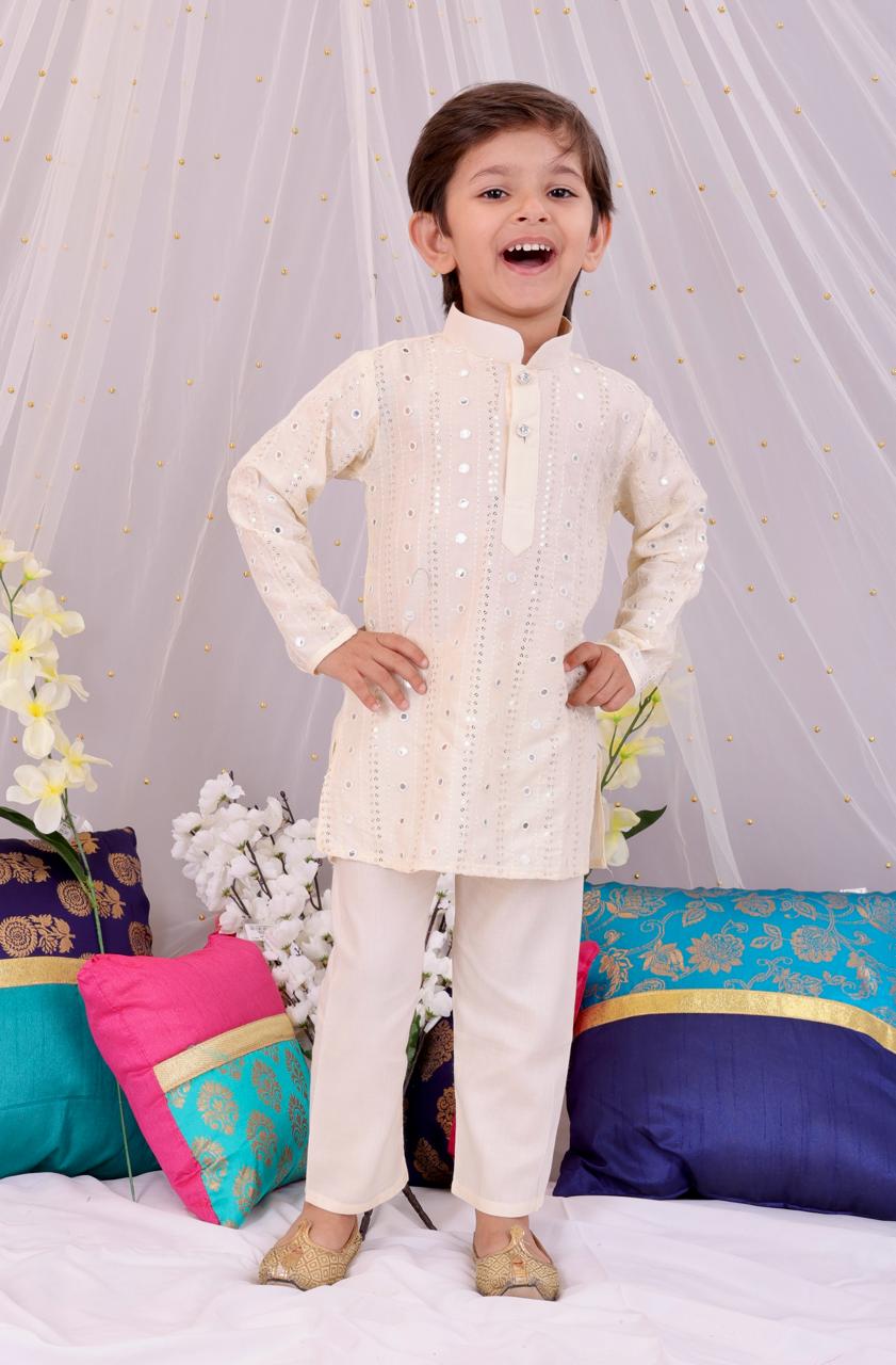 Ivory white sequin Kurta Pajama