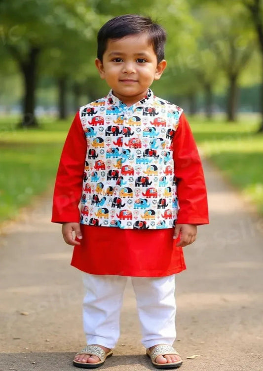 Elly-Red 3 pc kurta-pajama