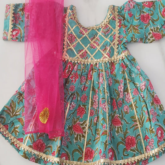 3 pc heavy gota patti front kurti and Sharara