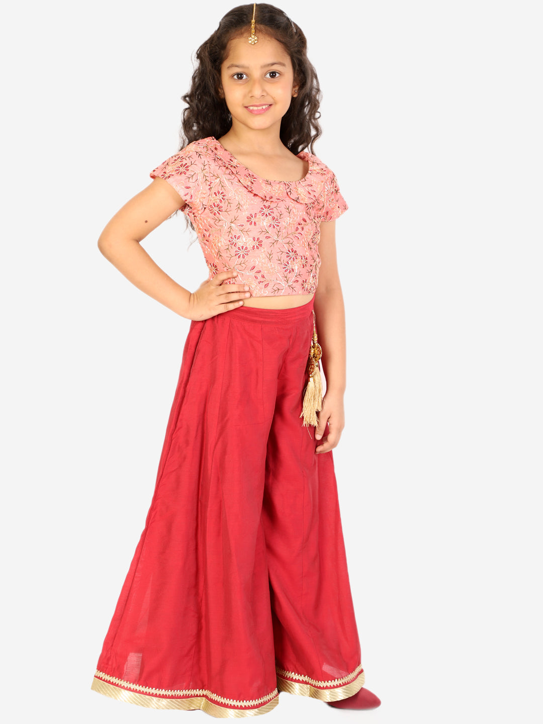 Silk Crop Top with Flared Palazzo pants