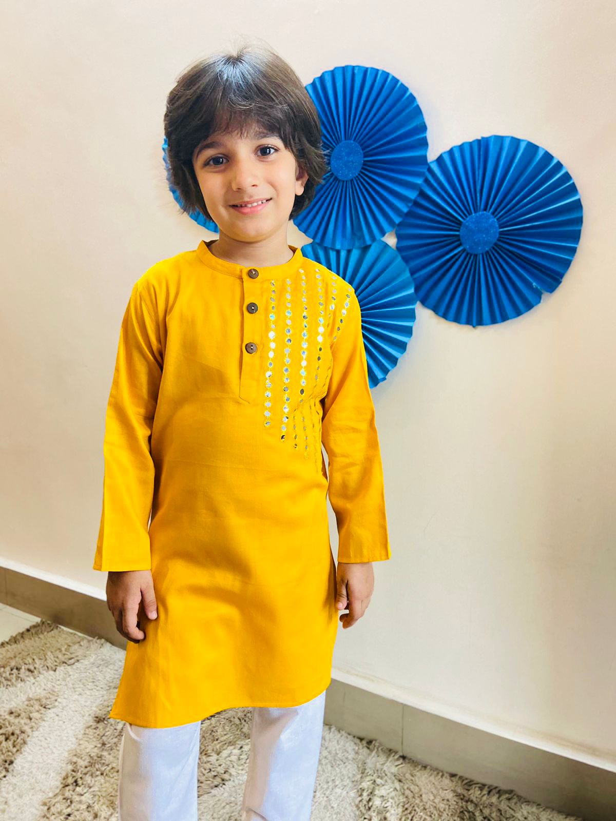 Festive kurta pajama mirror panel